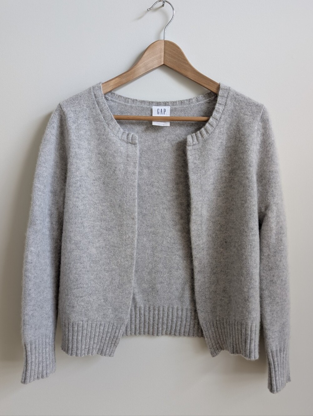 Gap 100% Cashmere Small Light Grey Open Front Cardigan Sweater